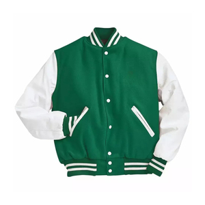 Unisex Chicago Varsity Jacket Waterproof Windproof <b>Quilted</b> Interior Loose Fit Felt Lettering Spring Formal Streetwear Front - Product Image 4