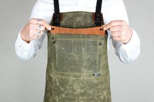 Delantal de Lona Encerada de Lujo con Correas de Cuero Ajustables, Chaleco Profesional para Bartender, Resistente al Agua, para Personal de Bistro - Product Image 4