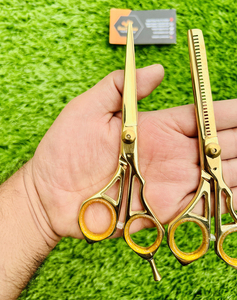 Professional Gold Hair Cutting Scissors Set Thinning <b>Shears</b> Stainless Steel Sharp Blade Right Handed Salon <b>Tools</b> - Product Image 5