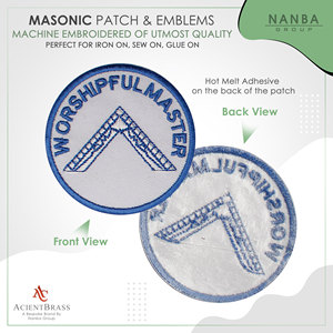 Worshipful Master Masonic Lodge Round Custom Iron-On Embroidered Patches for Hat & Apparel - Product Image 2