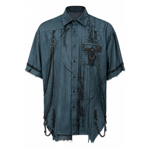 <b>Gothic</b> Men's Oversized Short Sleeve Shirt with Chains Regular Fit Jersey High Street Style Eco-Friendly Quick Dry - Product Image 2
