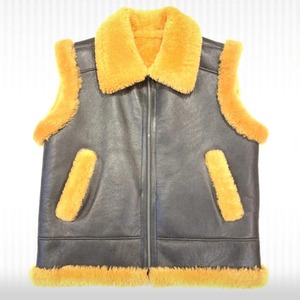 Men Dark <b>Brown</b> Sheepskin Shearling Genuine Leather Vest Whiskey Fur Waistcoat - Product Image 1
