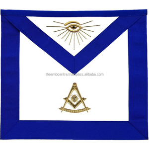 Prix de vente Tablier maçonnique de haute qualité Past Master Blue Lodge-Gros-grain bleu avec broderie à la main en or - Product Image 4
