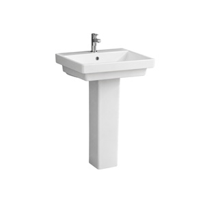 Modern Set Pedestal Washbasin Rectangle Single Hole Chrome Glossy Finish NSF Drainer Floor Mounted Bathroom Sink - Product Image 1