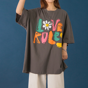 Oversized <b>Black</b> <b>T</b>-<b>Shirt</b> With Love Rules Print Short Sleeve O-Neck Casual Men's Jersey Knitted Cotton <b>T</b>-<b>Shirt</b> - Product Image 5