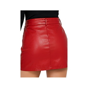 Faldas de Cuero Genuino para Mujer, Minifalda Vintage con Cinturón de Lazo, Corte Ajustado, Informal, para Salir de Noche, Falda Corta para Mujer - Product Image 4