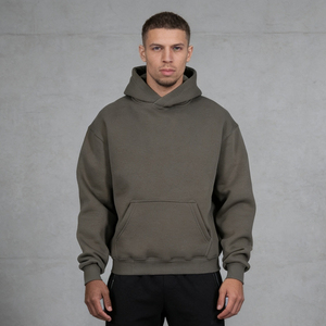 Sweat-shirts unisexes surdimensionnés en polyester/coton personnalisés pour hommes, style streetwear, imprimés et brodés, écologiques, pour l'hiver, vente en gros - Product Image 1