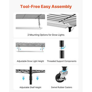 Support de pot de fleur en métal robuste de 59 pouces de haut pour l'intérieur à 4 niveaux 90W 3 couleurs à spectre complet 90W 3 couleurs à spectre complet - Product Image 6