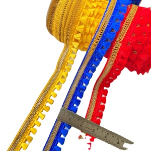 Metallic Polyester <b>Thread</b> Fancy Indian Lace Trim Border Bullion Fringe <b>Beads</b> 1 Piece MOQ Wholesale - Product Image 1