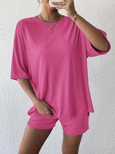 Conjunto de Dos Piezas para Mujer, Top de Manga Larga y Pantalones Cortos, Verano, Poliéster/Algodón, Bordado, Ecológico, con Capucha, Corte Regular, Color Liso, Casual - Product Image 3