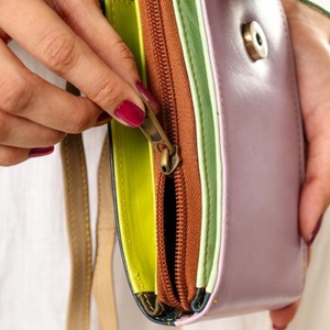 Genuine Leather Women's <b>Small</b> phone cover pouch Crossbody <b>Handbag</b> with Carved Mobile Phone Pocket Western Hair Hide Design - Product Image 4