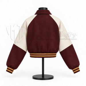 <b>Women</b> Cropped Varsity <b>Jacket</b> Custom Letterman <b>Jacket</b> Raglan Sleeve Bomber <b>Jacket</b> Manufacturer Wholesale - Product Image 2