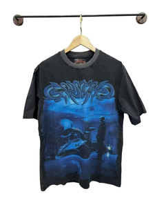 <b>Men's</b> <b>Black</b> Short Sleeve T-<b>Shirt</b> with Blue Graphic Print O-Neck Oversized <b>Fit</b> 100% Cotton Knitted graphic tshirt - Product Image 1