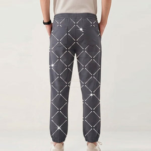 Fashion Forward Men <b>Trousers</b> With Rhinestone Stone Slim Fit Modern Casual Styling And Eye Catching Decorative Details - Product Image 3