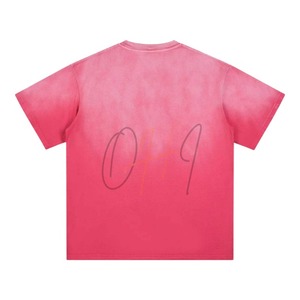 T-shirt Oversize Rose Dégradé Personnalisé pour Hommes et Femmes, Coton Lavé à l'Avant, Style Streetwear, Décontracté et Respirant pour l'Été - Product Image 1