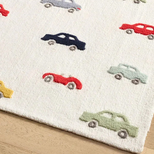 Alfombra de Lana Hecha a Mano, Diseño de Autos Coloridos, Alfombra Infantil Suave de Pelo Medio para Cuarto de Niños, Sala de Juegos y Dormitorio - Product Image 5