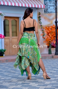 Falda Larga Bohemia con Diseño Zig Zag, de Seda Reciclada, Cintura Ajustable, Estilo Casual para Mujer, Ideal para Playa y Fiestas - Product Image 6