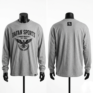 เสื้อยืดคอตตอนพรีเมียม 180 GSM แขนยาว สีส้ม พิมพ์ลายกราฟิก พร้อมสกรีนโลโก้ตามสั่ง ผ้าฝ้าย 100% ทรงหลวมสำหรับผู้ชาย - Product Image 5