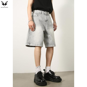 Pantalones Cortos de Mezclilla Casuales para Hombre, Estilo Moderno, Corte Recto, Verano, Hip Hop, Streetwear, Ecológicos, Transpirables, Lavado Claro, Ajuste Holgado - Product Image 3