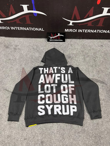 Sudadera con Capucha Personalizada de Invierno para Hombre, 100% Algodón de Alta Calidad, Corte Regular, Modelo Assali, con Estampado 'THAT'S a AWFUL LOT of COUGH SYRUP' - Product Image 2