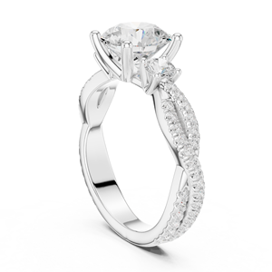 Anillos de diamantes Anillo de compromiso Oro sólido de 14K Diamante redondo de corte brillante cultivado en laboratorio Colección de joyería - Product Image 4