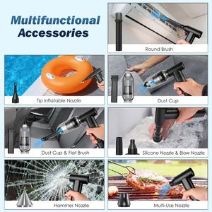 Soffiatore d'Aria Portatile Senza Fili con Batteria da 1WmAh, Aspirapolvere con Motore Brushless da 130000RPM, Velocità Variabile Continua - Product Image 6