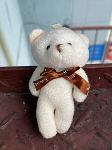 Cute Plush <b>Bear</b> Keychain 3D Cartoon Soft Toy Denim Overalls Blue <b>Pink</b> Carabiner Pendant - Product Image 2