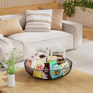 Contemporary Slatted Wire Mesh Fruit <b>Basket</b> Matte Black Powder Coated Metal Bowl Storage Vessel Dining <b>Table</b> Decor - Product Image 5