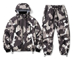 Ensemble de survêtement utilitaire camouflage urbain ODM pour homme, coupe-vent multi-poches à capuche, pantalon cargo Techwear, veste coupe-vent OEM pour homme - Product Image 2