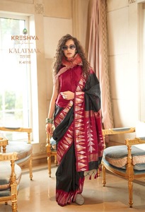 Sari en soie traditionnel à imprimé floral, ensemble indien pakistanais, robe de fête de mariage pour femmes, violet vert - Product Image 5