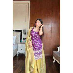 Hermoso Conjunto de Top, Pantalón Plazzo y Dupatta, Atuendo Étnico Elegante para Mujer, Ropa de Fiesta, Invitada de Boda, Moda Tradicional - Product Image 4