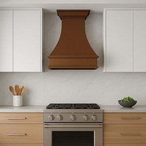 Hotte de cheminée décorative de luxe en cuivre, fabriquée avec des matériaux haut de gamme, ventilation de cuisine élégante, finition métallique artisanale magnifique - Product Image 2