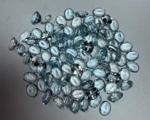 Piedra Preciosa de Aguamarina Natural AAA+++ Corte Esmeralda Ovalado 8x6MM Facetada |   Piedra de Aguamarina Azul Suelta para Joyería y Venta al por Mayor - Product Image 1