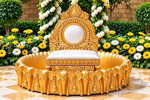 Urli decorativa con diseño de elefante en acabado oro real, elegante para la ceremonia Haldi, Urli de FRP para parejas, decoración con rostros de elefantes para eventos en EE. UU. - Product Image 2