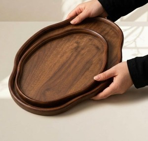 Bandeja de madera irregular hecha a mano con diseño minimalista para café, té, aperitivos, desayuno, uso en mesa de comedor. Bandeja para café, té y aperitivos. - Product Image 4