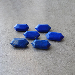 Lapis-lazuli naturel, taille facetée, forme hexagonale, pierre précieuse calibrée, pour bijoux - Product Image 3