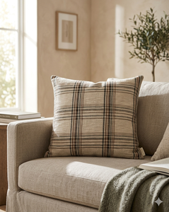 Luxury Natural Cushion Geometric Plaid 100% Cotton 18x18 Inch Square Pillowcase Washable & Breathable Home & Hotel Decor - Product Image 3
