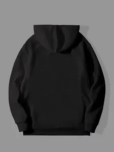 Sudadera con Capucha Negra para Hombre, Corte Regular, Color Sólido, Estilo Casual, Tejida, Manga Larga - Product Image 2