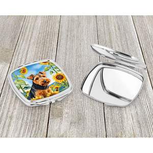 Espejo de maquillaje de viaje compacto para mujeres y niñas Welsh Terrier girasoles decorativo plegable espejo de bolsillo de mano Idea de regalo - Product Image 3