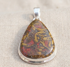 Grand collier pendentif goutte d'eau en agate marocaine, en argent sterling 925 plaqué or rose et or jaune, bijoux artisanaux en pierres précieuses - Product Image 6