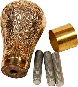 Pomo de latón náutico antiguo Noor - Acabado dorado metálico hecho a mano - Bastones y canes de caballero, arte y coleccionismo - Product Image 1