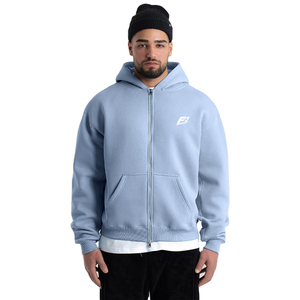 Sudadera con capucha OEM personalizada para hombre, de corte holgado, de felpa 100% algodón de alto gramaje, con hombros caídos, lisa, con cremallera, puños acanalados, estilo urbano, venta al por mayor, EE. UU. - Product Image 1