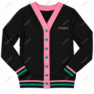 Créez vos pulls personnalisés de haute qualité à col en V pour les logos de sororités/fraternités/écoles/collèges/universités, cardigans tricotés - Product Image 1
