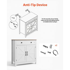 Mobiletto Bar da Caffè Stile Fattoria con Ante Scorrevoli, Cassetto e Credenza Buffet - Product Image 6