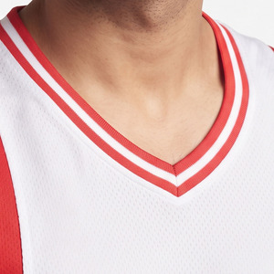 Maillot de basket personnalisé pour hommes, sublimation, sans manches, 100% polyester, maillots de basket pour hommes, col en V - Product Image 4