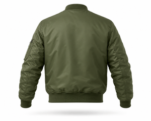 High Quality Men's Green Bomber Flight <b>Jacket</b> Custom OEM <b>Zip</b> <b>Up</b> Casual Outerwear with Ribbed Cuffs and Hem for Wholesale Order - Product Image 3