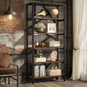 Libreria Industriale Etagere con 6 Ripiani, Scaffale Espositivo, Librerie e Scaffalature - Product Image 2