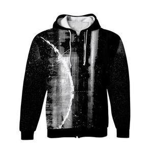 Men's Hooded Zipper Sweatshirt Sublimation Printed Black White Abstract <b>Pattern</b> Regular Sleeve <b>Knitted</b> Polyester Autumn Wear - Product Image 1