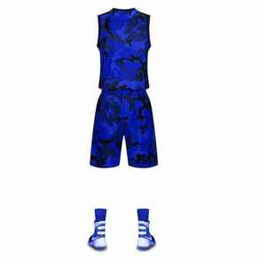 Custom Sublimated Basketball Jersey Set Blue Camouflage Sleeveless Moisture Wicking Unisex Adult <b>Athletic</b> Fit - Product Image 3