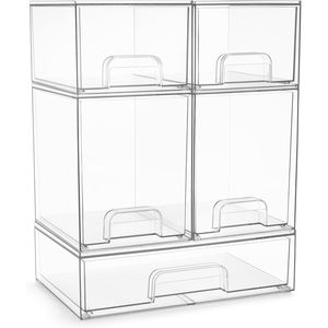 Set di 1 Contenitore Impilabile in Acrilico Trasparente Modello D0100XF9R3W per Organizzazione Bagno e Cassetti Trucchi - Product Image 1